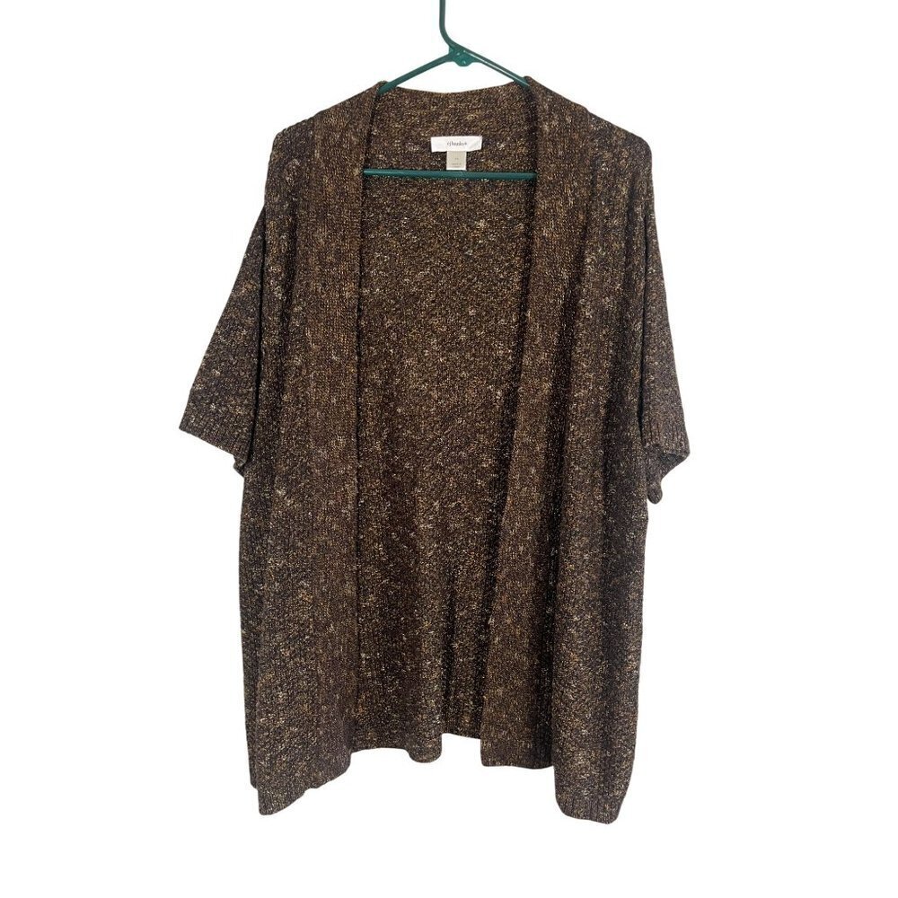 CJ Banks Sweater Women 1X Brown Knit Boho Western Festival Neutral 80s‎ Retro